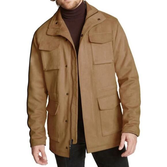 New Mens Robert Graham Gentleman Suede Cargo Field Jacket Coat Cognac SZ M $328 - Picture 1 of 10